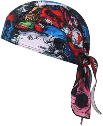 Unisex Skull Bandana Cap Biker Kopftuch Mütze Radsport Sonnenschutz | Das markante Totenkopf Muster macht die Bandana Cap zu einem coolen Accessoire für Biker und Outdoor Fans.