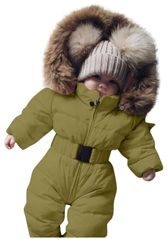 Generisch Gants de ski Garçons 6 ans Ensembles Chaud Capuche Combinaison de Neige Combinaison Doudoune Barboteuse Rembourrée Outwear Veste de Neige pour Bébé Combinaison de Pluie 86, vert, 6-9 mois