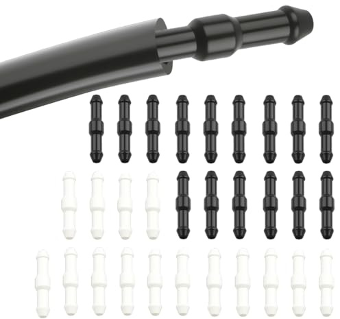 YUPZAR 30 Stück Auto Schlauchverbinder,Verbinder Scheibenwaschanlage Schlauch,Universal Wischwasserschlauch,Spritzwasserschlauch Adapter,Isolierschlauch,fur auto(Schwarz+Weiß)
