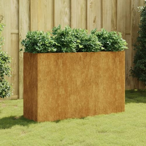 Hochbeet 120x40x80 cm Cortenstahl, Rostig, Metall Pflanzkübel für Garten, Outdoor Pflanzen, Gemüse und Blumen
