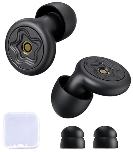 Sleeping Ear Plugs with Eartips & Portable Case, 50dB Ear Plugs for Snoring Blocking, Reusable Silicone Earplugs for Noise Cancelling Traveling Working (Black)