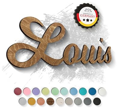 Grapefruit personalisierter 3D-Schriftzug aus Holz mit Kleberückseite - für Kinderzimmer, Wohnzimmer, Büroräume, Wanddeko (Walnut)