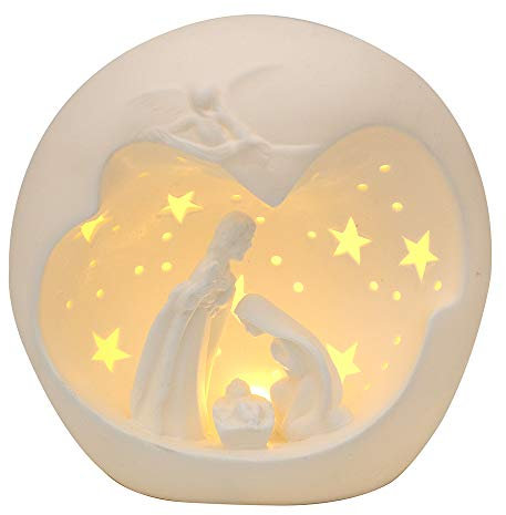 Dekohelden24 LED Windlicht Heilige Familie in der Farbe weiß, L/B/H: 18 x 12,2 x 17 cm