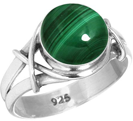 Jeweloporium 925 Silber Ringe für Damen Grün Real Malachit mit Stein Mode Silber Ringe Größe 52(16.6) Jubiläum - Geschenk Boho Schmuck