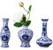 Set mit 3 kleinen blauen und weißen Porzellanvasen, Fambe Glaze Porzellanvasen, 3er-Set, Klassische Keramik-Blumenvasen für Heimdekoration