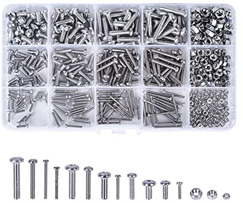 480 Stk Schrauben & Muttern Set, Rundkopfschrauben Kreuzschlitz M2 M3 M4, Kreuz Rundkopfschrauben 8mm-20mm, Edelstahl Phillips Zylinderschrauben Gewindeschrauben mit Sechskantmuttern