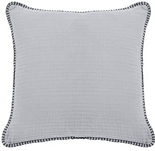 DONE Kissenhülle Nayla 45x45cm aus Musselin-Stoff luftig Baumwoll-Musselinstoff Schwarze Ziernaht Crinkle-Look Design-Highlight 100% Baumwolle