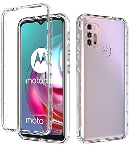 SEAHAI Hülle für Motorola Moto G30/Moto G20/Moto G10/Moto G10 Power, Durchsichtig Stoßfest Handyhülle Robuste Silikon Schutzhülle, Farbverlauf Ultradünne Weich TPU Bumper Cover Case, Weiß
