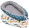 ULLENBOOM ® Babynest Set mit Einlage, Kuschelnest (55x95 cm) Petrol Grau (Made in EU) - Baby Nestchen aus Baumwolle, ideal als Reisebett, Baby Cocoon & Kuschelbett, im Set mit Einlage