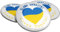 3 Buttons Ukraine Pin Slawa Ukrajini Herz blau/gelb 59mm Ansteck-Pin Kleidung Korb (Slawa Ukrajini Herz 3er Set)