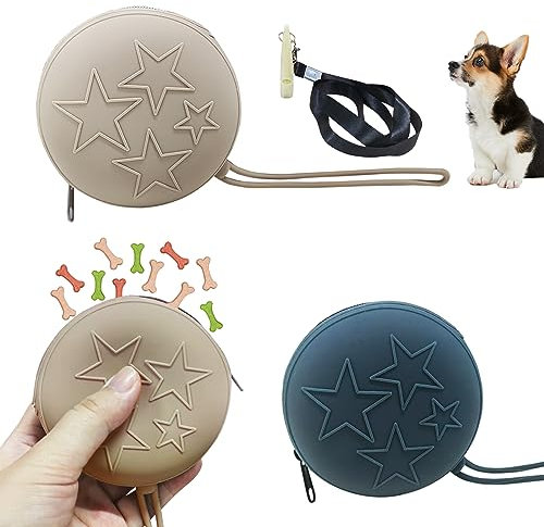 WithFlying Hunde Leckerli-Tasche aus Silikon 2er Set,Futtertasche für Hundetraining,HundePfeife ,Taschengröße,leicht zu reinigen,geruchlos, tragbare Leckerli-Tasche