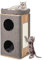 COSTWAY Maison pour Chat en Bois à 3 Étages, Niche pour Chats avec Griffoir, 2 Condos et Perchoir Supérieur, Meuble en Forme de Tonneau pour Chats d'Intérieur, 3 Coussins Inclus, (38 x 38 x 77,5 CM)