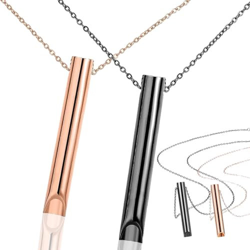 LYQQY 2 PCS Stressabbau Halskette - Stilvoll, Raffiniert und Vielseitig - Achtsame Atmung Meditations-Atemhalskette für Entspannung und Beruhigung - Schwarz, Roségold