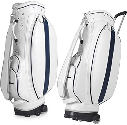 Golftasche, Trolley-Tasche mit Rollen, leichte Golfschläger-Trolley-Tasche, leicht, oberes Fach, gepolsterte Schultergurte (White)