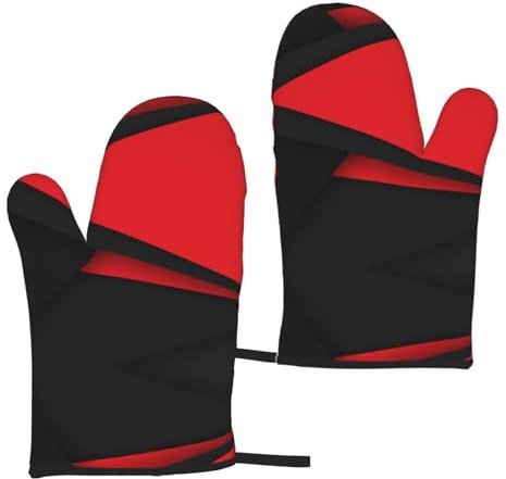 Lot de 2 gants isolants rouges et noirs pour four à micro-ondes