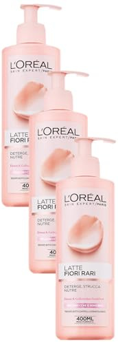 L'Oréal Paris Fiori Rari Latte Struccante per Pelli Secche e Sensibili, 400ml (Confezione da 3)