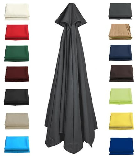 Rechange Toile De Parasol De Jardin 6/8 Baleines Auvent De Remplacement Pour Parasol Tissu De Rechange Pour Parapluie 2.0M/2.7M/3.0M, Housse De Rechange En Tissu Pour Parasol De Terrasse(Color:Gray,Si