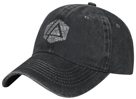 Lin-kin Rock * Park - Chester Sänger Benning*ton Baseballkappe für Damen und Herren, gewaschen, flaches Profil, Baumwolle, Denim, Laufen, Golf, Mütze, LP-4, One size