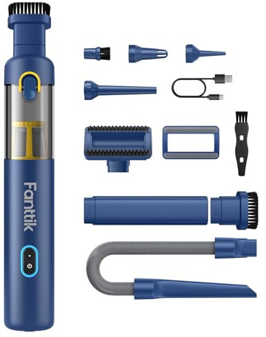 Fanttik Slim V8 Apex Aspirador de Mano inalámbrico para Coche, Alta Potencia de succión 19000 Pa,Carga rápida USB-C en 2,5 Horas, 4 en 1 Aspirador y soplador de Aire y Bomba (Azul)