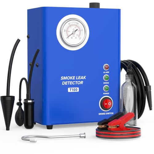 BELEY T100 12V Automotive Smoke Leak Detector Machine with Pressure Gauge | Built-in Pump, Fast Smoke Output, Overheat Protection, Lightweight Portable, Easy Operation, Fits 12V Car, Motorcycle, Boat,
