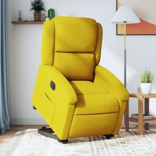 Willood Relaxsessel mit Aufstehhilfe Elektrisch Gelb Samt,Wohnzimmer relaxsessel,Massage Sessel,Relax Chair,Elektrischer Massagestuhl
