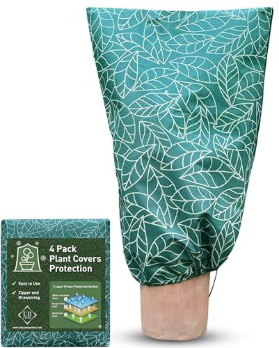 Voile d'Hivernage | Housse Plante Extérieur 80x120 CM, Lot de 4, Vert | Sac de Protection Anti-Gel avec Cordon & Zip, pour Arbres et Arbustes