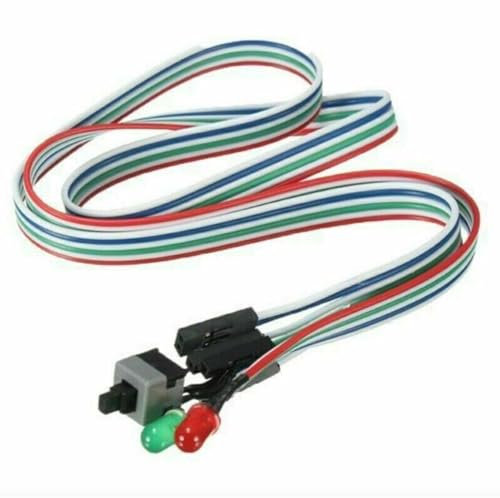AYMBH ATX PC Power Switch Cable – 65cm Desktop Case On/Off Reset Power Button Cable with Red Green LED Indicator Front Bezel Wire for Motherboard, Easy Install Power and HDD Status Cable for Universal