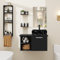 YU YUSING Ensemble de Meubles de Salle de Bain avec Lavabo Miroir et Porte-Serviette, 3 Étagères Murale, Armoire Meuble de Rangement, Vasque à Poser, Ensemble de Robinets (Noir)