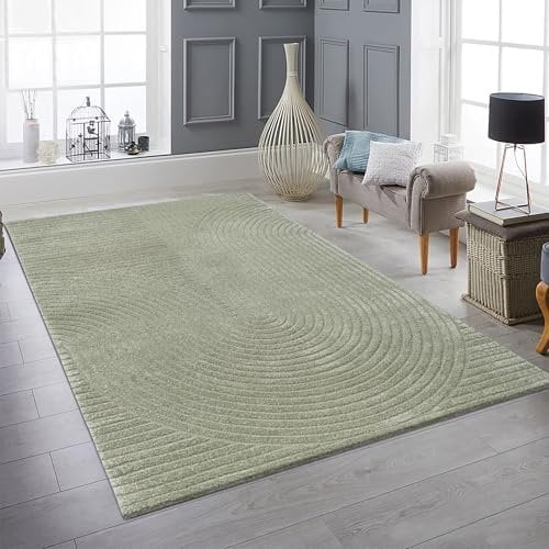 Teppich-Traum Teppich Wohnzimmer Esszimmer Schlafzimmer pflegeleicht geometrisch weich modern Bogenmuster in grün, 120 x 170 cm