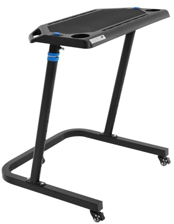 Rollentrainer Tisch Höhenverstellbar, Multifunktionspult Fahrrad Schreibtisch, Verstellbarer Fahrradtisch und Laufbandtisch mit 3 Universalräder, Tragbares Fitness-Tisch Höhe 87-117cm