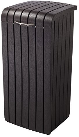 Keter Copenhagen 30-Gallon Wood Style Plastic Trash Bin Can, Brown