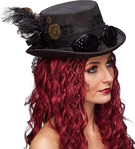 Orlob Fasching Hut Zylinder Steampunk schwarz mit Brille KW 58/59