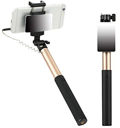 newrong Bâton de Selfie Filaire Repliable à 360 Degrés Or