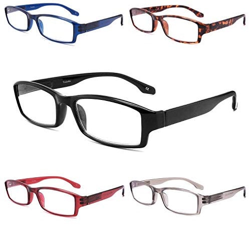 Yuluki 5er-pack Lesebrille Blaulichtfilter für Damen Herren Komfortables Rechteck Brille Federscharniere 1.5