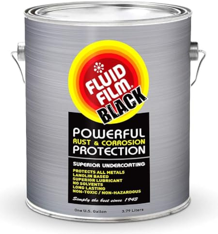 Fluid Film Black Non-Aerosol, Long Lasting Corrosion, Penetrant & Lubricant, Anti-Rust Coating, Protects All Metals in Marine and Undercoating in Automotive & Snow-Handling Vehicles, 1 Gallon