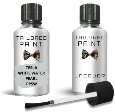 Touch Up Paint Bottle Stone Chip Scratch Repair For Tesla Model 3 White Water Pearl PPSW (Touch Up Paint + Lacquer)