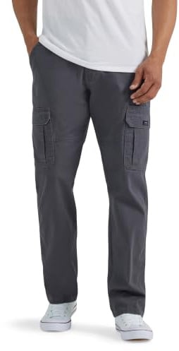 Wrangler Authentics Men's Relaxed Fit Stretch Cargo Pant Casual, Anthracite Twill, 32W x 32L