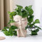 Luyi-Life Pot de fleurs en forme de visage de fille - Pot de fleurs pour intérieur et extérieur - En résine - Avec trou de drainage - Yeux fermés - Pour la maison, le bureau, le jardin
