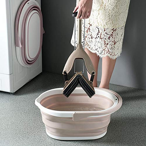 mumisuto Cubo Plegable, Cubo para Fregona De Limpieza, Barril De Cubo De Agua De Limpieza De Fregona Plegable Portátil para El Hogar para Uso En El Baño Doméstico,Light Pink