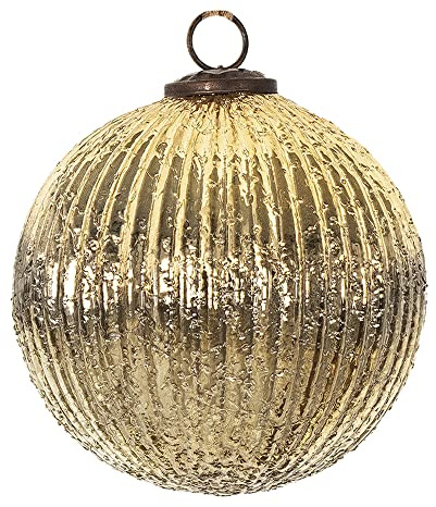 Clayre & Eef Weihnachtskugel Ø 14 cm Goldfarbig Glas Weihnachtsdekoration