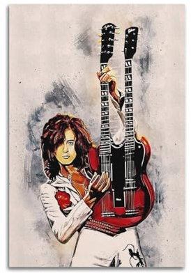 VZRSQZK Musiker Jimmy Page Poster, dekoratives Gemälde, Leinwand-Wandposter und Kunstdruck, modernes Familienschlafzimmer-Dekor-Poster, 20 x 30 cm