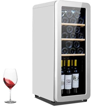 XoTiq Wine Cooler Refrigerator, Dual Zone Wine Beverage Refrigerator Freestanding Wine Cellar, 41F-72F Temperature Memory Fast Cooling Low Noise, Suitable for Home Bar, Small Kitchen, Apartment white