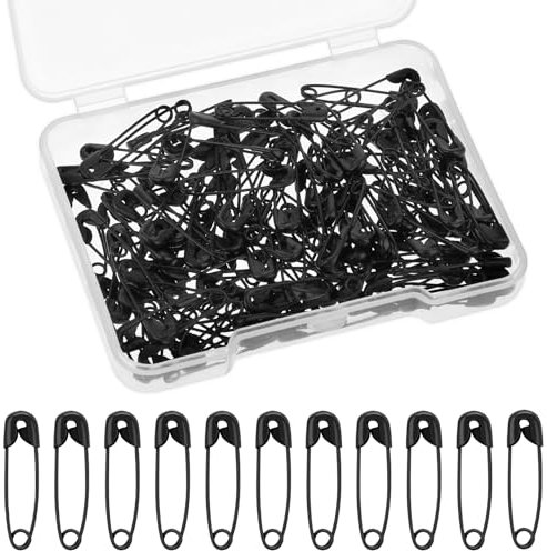 130 Stück Mini-Sicherheitsnadeln – kleine Sicherheitsnadeln aus schwarz Metall für Kleidung, Handwerk, Nähen und Schmuckherstellung (19 mm)