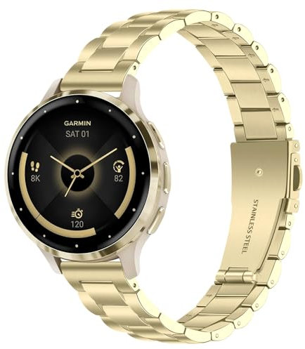 TRUMiRR Ersatz für Garmin Venu 3S/Venu 2S/Vivoactive 4S/Vivomove 3S Damen Armband, 18mm Metall Masche Edelstahl Uhrenarmband Ersatzband für Fossil Damen Q Venture HR Gen 4, Withings Steel HR 36mm