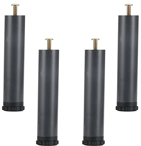 Pieds de Support de Meubles réglables, 4 Pieds de lit Ronds réglables, Accessoires de Support de Lattes de Cadre Central de lit de Renfort, Installation à Un Trou, avec vis, Gris(10cm/3.9in)
