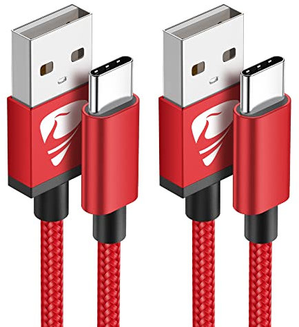 Aioneus Cable USB C, [1M+2M/Lot de 2] Câble USB C Charge Rapide 3A Fil Chargeur Type C Tressé Cable USB vers USB C pour Samsung Galaxy S21 S22 S23 S20 A20e A21 A34 A52 A53 A54,Google Pixel,iPhone16 15