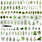 ZFKXGS 210 Stück Sticker Grüne Pflanzen Thema Scrapbook Zubehör Set Bullet Journal Aesthetic Aufkleber Transparent PET für Fotoalbum Sammelalbum Notizbuch Tagebuch Laptop DIY Geschenkverpackungen Deko