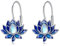 Lotus Ohrringe S925 Sterling Silver Moonstone Lotus Blume Ohrhänger Blau Lotus blüte Hebel Hoop Ohrringe Schmuck Geschenke für Frauen Damen weiblich
