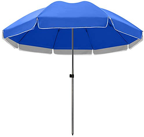 Ombrellone da giardino da 2,4 m, blu/verde, per mobili da terrazza, piscina, prato, balcone, spiaggia, piccolo ombrello rotondo per mercato, 2,6 m, ideale per protezione solare e relax