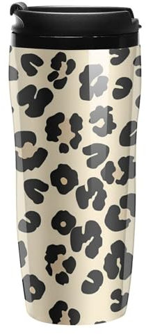 Leopard Print Travel Coffee Mug Reusable Coffee Cup Coffee Tumbler with Lid for Outdoor 350ml